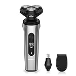 SweetLF 5D Rotary Electric Razor for Men Metal Body Electric Shaver 3 in 1 Shavers for Men IPX7 Waterproof Wet & Dry…
