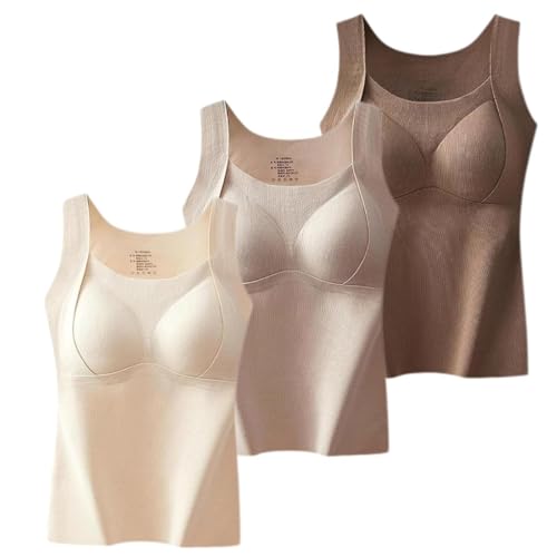 Mochiinii.Com Tank Top with Shelf Bra, Thickened Warm Cashmere Silk