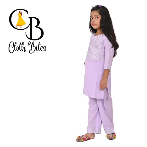 Image of Rayon Kurta Pant Set for Girl Child, Gota Work Kurti with 3 /4 Selvess, Round Neck Traditonal Dress,Ethnic Wear Kurti for Kids