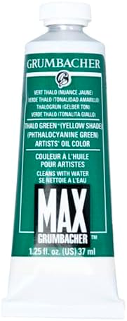 Grumbacher Max Water Miscible Oil Paint, 37ml/1.25 oz, Thalo Green (Yellow Shade)