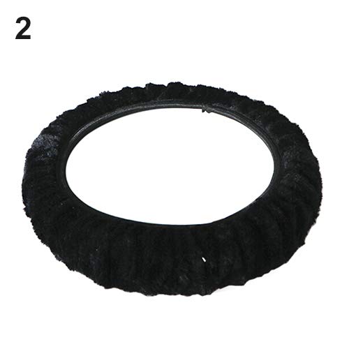 Steering Wheel Cover Universal Short Plush Soft Short Plush Car Autumn Winter Driver Driving Accessory Anti-Slip Odorless Breathable Black