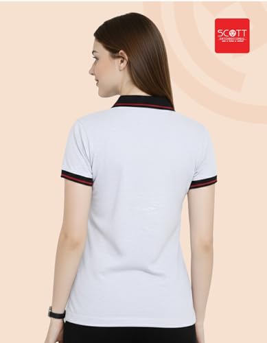 Image of Scott International Women's Cotton Polo T-Shirt | Half Sleeve Plain Collar Tee | Stylish Casual Top | Plain T-Shirt for Girls | Workwear for Office & Casual Wear