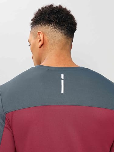 Image of TECHNOSPORT Men Colorblock Slim Fit Round Neck T-Shirt with TECHNOCOOL+ (Light Blue) Gym Tee Dry Fit T Shirt for Men Sports Top for Him