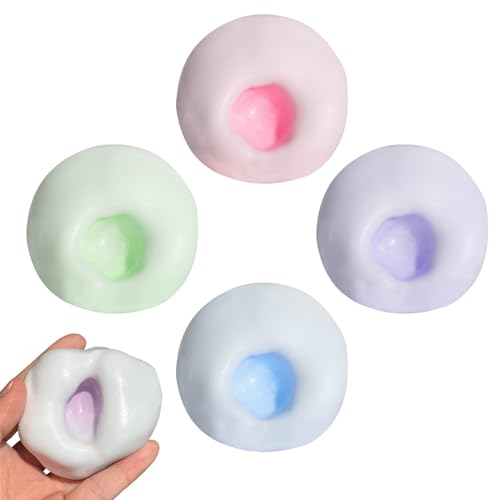 4 Stück Stress Relief Sand Glutinous Balls,Squeeze Toy,Trauben Stressball Weicher,Stressabbauball,Squishy Ball für Geburtstags Party,Anti Stress Bälle Spielzeug für Erwachsene (Rosa)