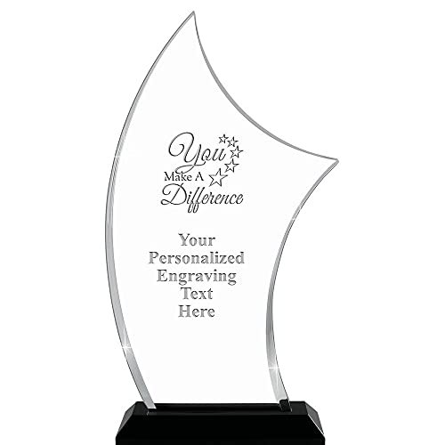 Crown Awards 9.25" H Pinnacle You Make A Difference Acrylic Award - Customized Presentation Trophy for Recognition, Includes Free Laser Engraving Prime