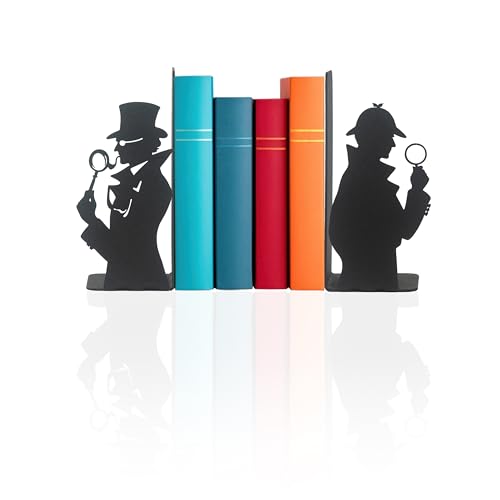 Sherlock Holmes and Arsene Lupin Decorative Metal Bookends, Detective Figure Bookends, Gift for Book Lovers,Best Gifts Kids, Super Heroes Book Stands, Cartoon Book Supports, Book Accessories