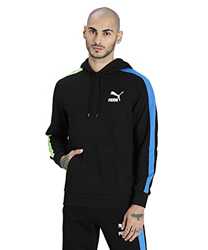 Image of Puma Men Iconic T7 Hoodie FT Black-Multi
