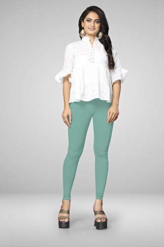 Image of Women's Cotton Skinny Leggings with Ankle Length Solid Pattern Mid Rise and Elastic Closure | Cotton Skinny Leggings for Womens