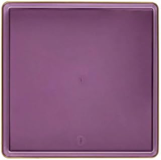 The Edge Collection 10.75" Transparent Purple with Gold Rim Square Plastic Dinner Plates:10CT