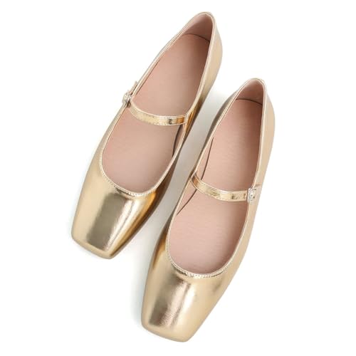 Image of LUXINYU Women's Slip on Flats,Classy Round Toe Solid Classic Mary Jane Ballet Dance Shoes Soft Comfortable PU Flat Shoes