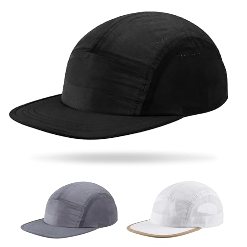 Supcomsta Running Hat for Men Women, Lightweight Quick Dry Running Cap Adjustable Breathable UPF50+ Sport Hat for Outdoor Running (Black)