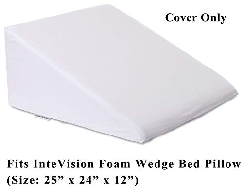 Intevision 400 Thread Count, 100% Egyptian Cotton Bed Wedge Pillowcase; Replacement Cover Designed To Fit The 12" (Height) Version Of The Intevision Foam Wedge Bed Pillow (25" X 24" X 12") #TOP1