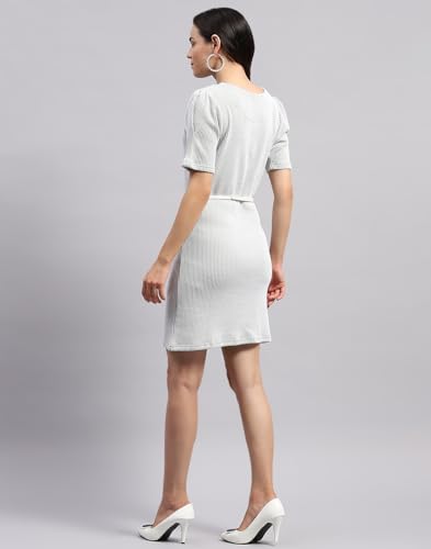 Image of Monte Carlo Womens Striped Round Neck Half Sleeve Regular Fit Dress (224065407)