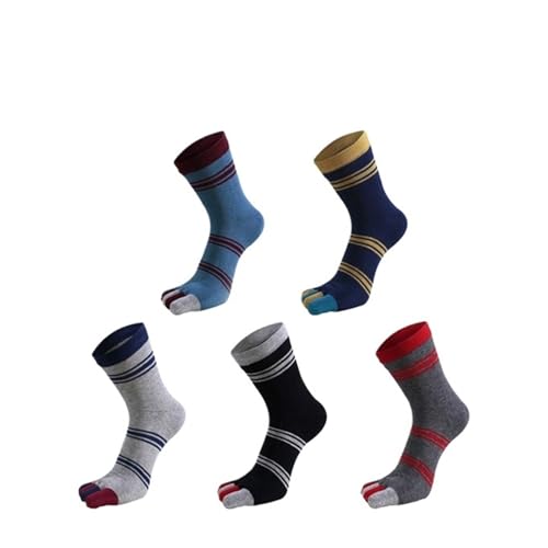 GSJNHY Calcetines de cinco dedos 5 pares de calcetines cortos algodón for hombre, estilo vintage, absorbentes del sudor, suaves, elásticos, for fiesta, dedos(Mixed colors)