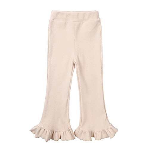 Toddler Girls High Elastic Waist Flare Pants Baby Comfy Soft Slim Fit Athletic Leggings Casual Bell Bottom Ruffle Trousers