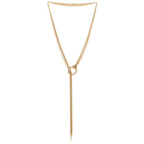 Bijoux déclaration réglable et collier sautoir doré long multi-rangs