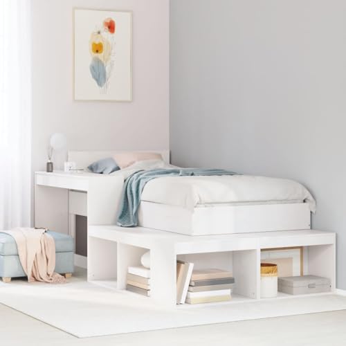 Meuble de rangement multifonction avec compartiments et tiroirs en pin blanc 232x122 cm - 2