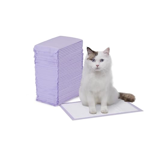 Amazon Basics Lot de 40 Tapis pour bac de litière pour Chat, sans Parfum, Violet, Blanc