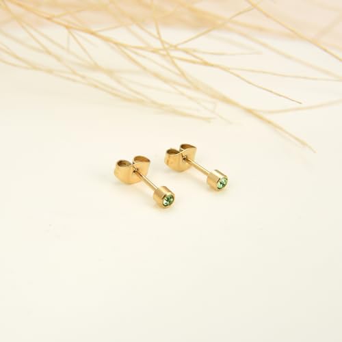 12 Pairs Ear Piercing Stud Earrings, Surgical Stainless Steel Multicolor Cubic Zirconia Birthstone Stud Earrings for Ear Piercing Guns3