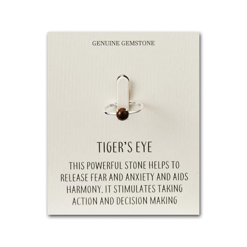 Philip Jones Anillo de ojo de tigre con tarjeta de cita
