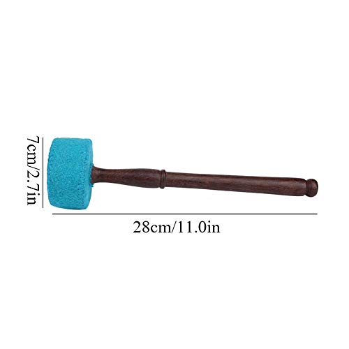 Zerodis Drum Mallet, Hard Wood Mallet Stick Handmade Felted Striker Bell Mallets Sticks For Tibetan Buddhism Singing Bowl 11.0X2.7In(Blue) #TOP4