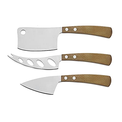 LATTE VIVO Conjunto de cuchillos de acero con mango de madera clara - Producción artesanal - Cuchillas para quesos blandos, duros y desmenuzables - Mango con forma - Caja de regalo en forma de libro