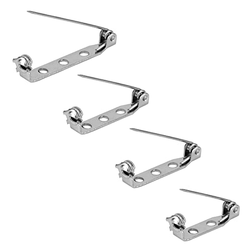 50 Pcs Brooch Pins, 4-Size Pack of Safty Pins, Silver Bar Secure Back Clasp With Back Bar Fastener
