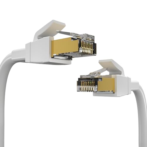 Germany B.e.s.t CAT 8.1 kabel sieciowy kabel krosowy 15,00 m 40,0 Gbits RJ45 LAN kabel S/FTP miedziany PiMF do komputera, routera, modemu, przełącznika, okrągły, biały