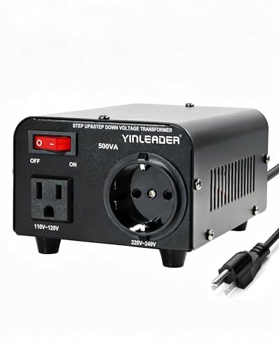 Image of Yinleader 110v to 220v European Voltage Converter Transformer 500W | Step Up Converter 110 /120 Volt to 220 /230 /240 Volt or Step Down 220 to 110,[110V US Power Cord Included Only, No 220V Cord]