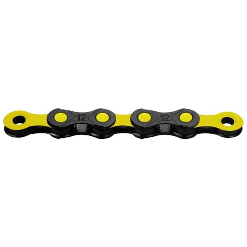Image of KMC DLC12 Waxed 12 Speed Chain, Black/Yellow, 126 Link