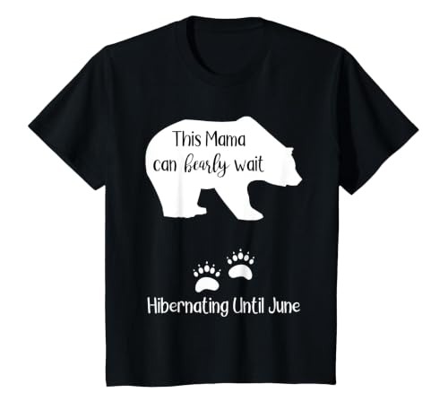 Pregnancy Shirt Announcement Due Date in June Mama Bear T-Shirt, Youth, Black, X-Small