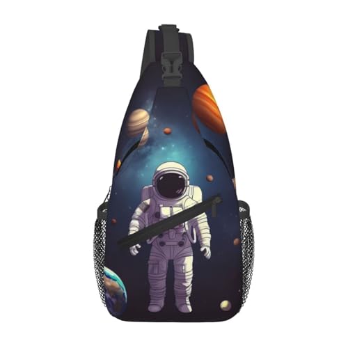 Bolso cruzado estilo astronauta negro para hombre y mujer