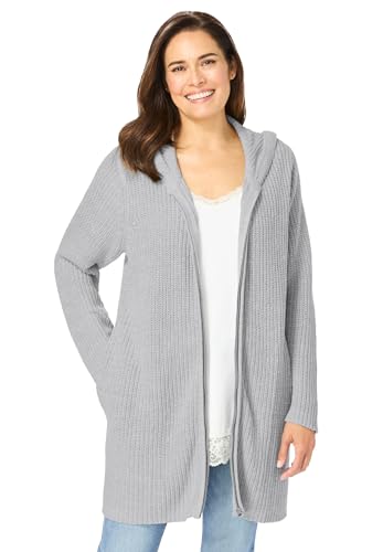 Woman Within Plus Size Hoodie Shaker Cardigan