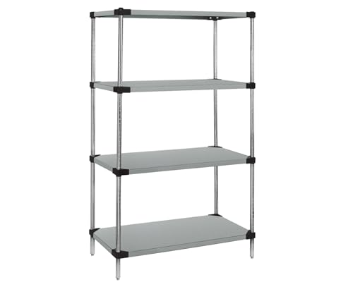 QUANTUM STORAGE SYSTEMS WRS4-63-1860SS Starter Kit Solid Shelves Stainless Steel 4 Shelves 63" H x 60" W x 18" D