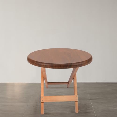 Taburete redondo marrón de superficie lisa con asiento cómodo de madera 7