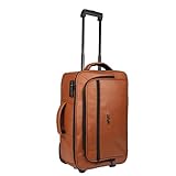 F Gear Marshal Chestnut Art Lthr 23L, Overnighter Laptop Pilot Trolley Case|Roller Case|Cabin Luggage|Business Trolley Bag|Cabin Overnighter|Fits 16.5' Laptop - Padded Sleeve|Carry Clothes & Documents