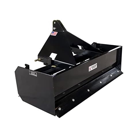 4 FT Box Blade Scraper by Rancher Supply – CAT 1-3 Point Hitch Attachments for Moving Dirt, Backfilling Holes, Spreading Soil, Leveling and Grading Land Cover