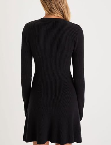 Bozanly Women's Elegant Deep V Neck Long Sleeve Button Front Ribbed Knit Mini Dress Sexy Sweater Dresses4