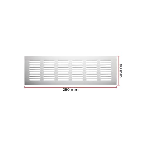 Kit com 3 Grades de Ventilação em Alumínio, Passagem de Ar 80x250mm