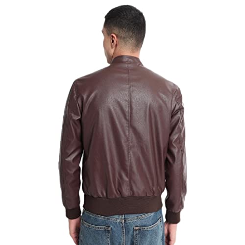 Image of Bewakoof Men's Solid Regular Fit Full Sleeve Stand Collar Nylon Jacket