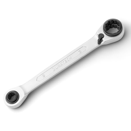 DURATECH Doppel-Ratschenringschlüssel Umschaltbar 4 in 1, 10 x 19 mm - 13 x 17 mm, Doppelring-Ratschenschlüssel aus Chrom-Vanadium-Stahl, 72 Zähne, Metrisch