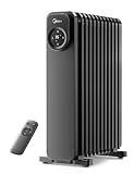 Midea Radiatore a Olio,11 Alette con Telecomando e Schermo Touch LED, Efficiente, Protezione da Surriscaldamento e Ribaltamento,Timer 24h, Silenzioso, Termostato Digitale, 2300W, Nero