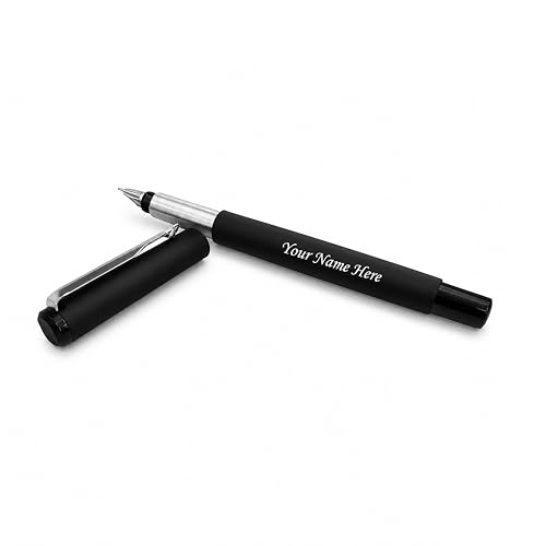 Image of Savri Personalized Parker Fountain Ink Pen with Name Engraved -Elegant Matte Black with Silver Clip -Customized Gifts for Men, Women, Teachers, Professionals, Birthday, Anniversary & corporate gifting