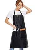 izzycka Hair Stylist Apron - Salon Aprons Pu Waterproof Protective Coated - Bleach Proof Barber Apron for Women/Men with Pockets.for Cosmetologist -Dog Grooming - Dishwashing Apron Black