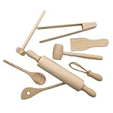 Play Kitchen Accessories Lot de 8 ustensiles de Cuisine en Bois pour,...