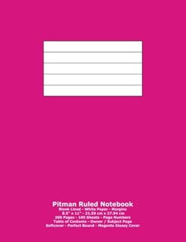 Pitman Ruled Notebook: Blank Lined - White Paper - 8.5" x 11" - 21.59 cm x 27.94 cm - 200 Pages - 100 Sheets - Page Numbers - Table of Contents - Magenta Glossy Cover