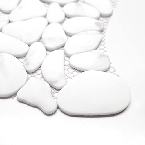 Sunwings Pebble Tile For Shower Floor Border Kitchen Bathroom Backsplash. Marble Stone Looks Wall And Floor Tile, 10 Sheets, Carrara White. #TOP1