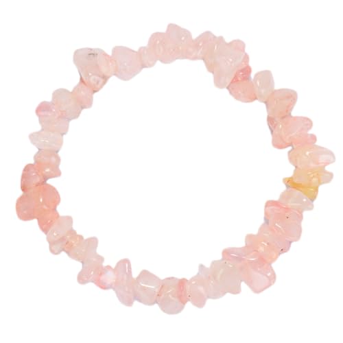 Herxion Rose Quartz Bracelet Women - Pink Bracelets for Women - Irregular Chips Natural Genuine Gemstone Raw Healing Crystal Bead Stretch Bracelet - Skincare, Emotional Healing & Love Attraction