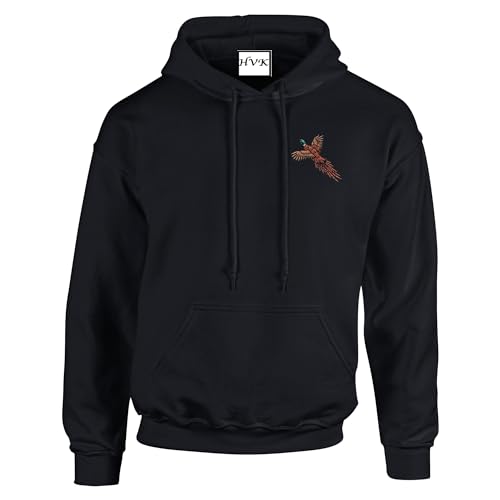 Image of HiViz Kings Embroidered Pheasant Gamebird Hoodie A Must-Have For Shooting Enthusiasts Stay Warm and Stylish with Our Premium Hoodie (UK, Alpha, L, Regular, Regular, Black)