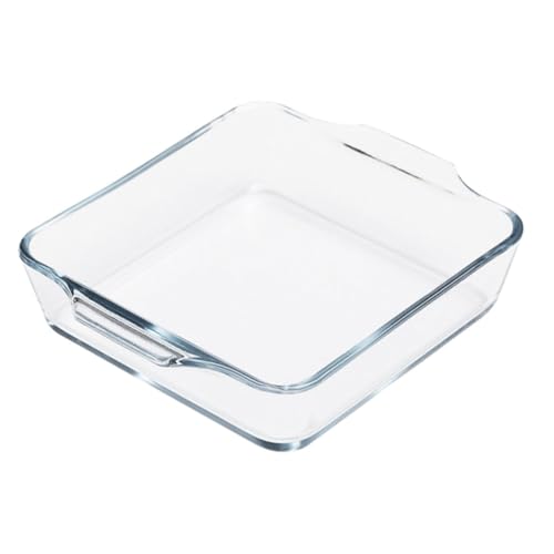 SHOWERORO Fuente de Vidrio para Horno con Asas Laterales Resistente al Calor para Microondas Horno y Congelador Molde para Hornear Pasteles Lasaña y Asados
